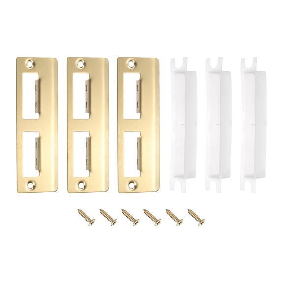 T Door Strike Plate, 3Pack 128mm x 42mm 201 Stainless Steel Latch Deadbolt Strike Plate for Door Frame Door Jamb, Gold