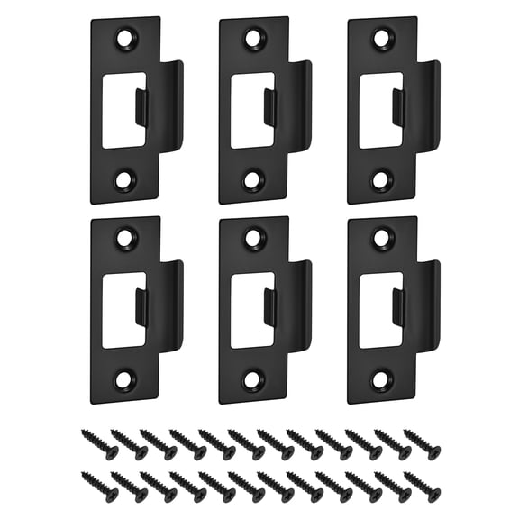 T Door Strike Plate, 6Pack 70mm x 40mm 201 Stainless Steel Latch Deadbolt Strike Plate for Door Frame Door Jamb, Black