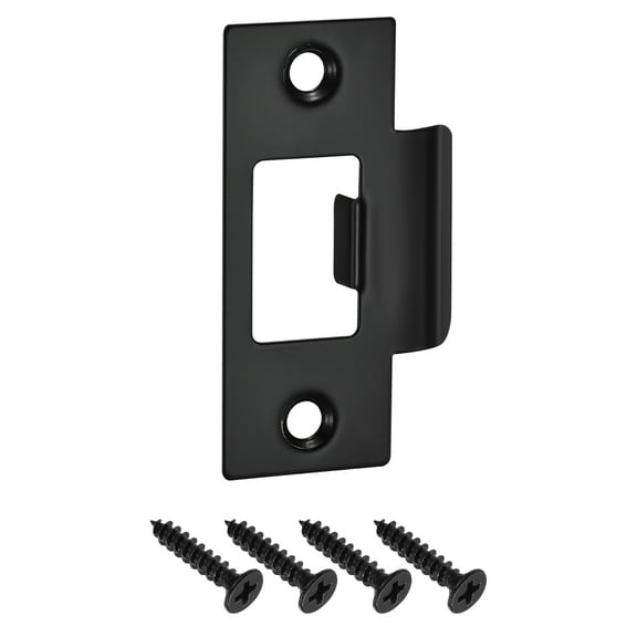 T Door Strike Plate, 70mm x 40mm 201 Stainless Steel Latch Deadbolt Strike Plate for Door Frame Door Jamb, Black