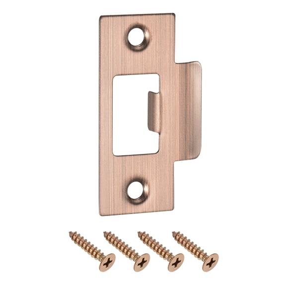 T Door Strike Plate, 70mm x 40mm 201 Stainless Steel Latch Deadbolt Strike Plate for Door Frame Door Jamb, Red Bronze