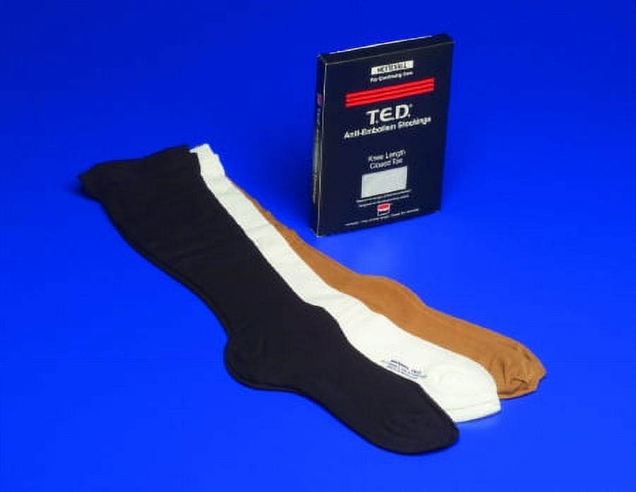 T.E.D. Anti-embolism Stockings Knee-high, Medium, Regular, Beige, Closed Toe - Pair of 2