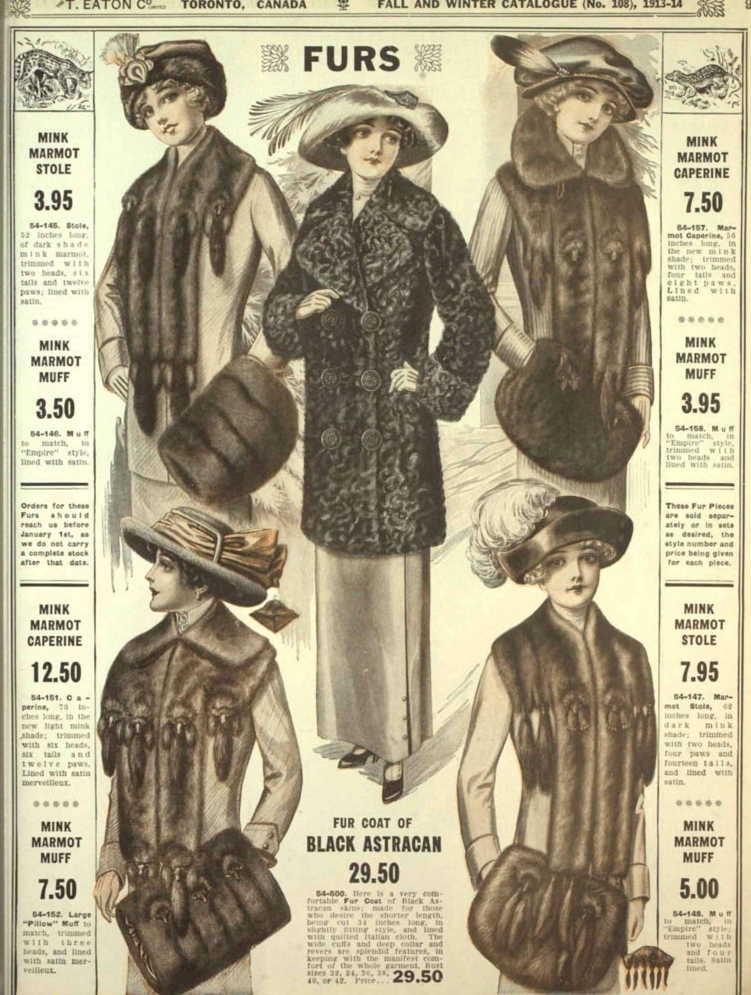 T Eaton Fall & Winter Catalogue 1913 Furs Canvas Art - Unknown (18 x 24)