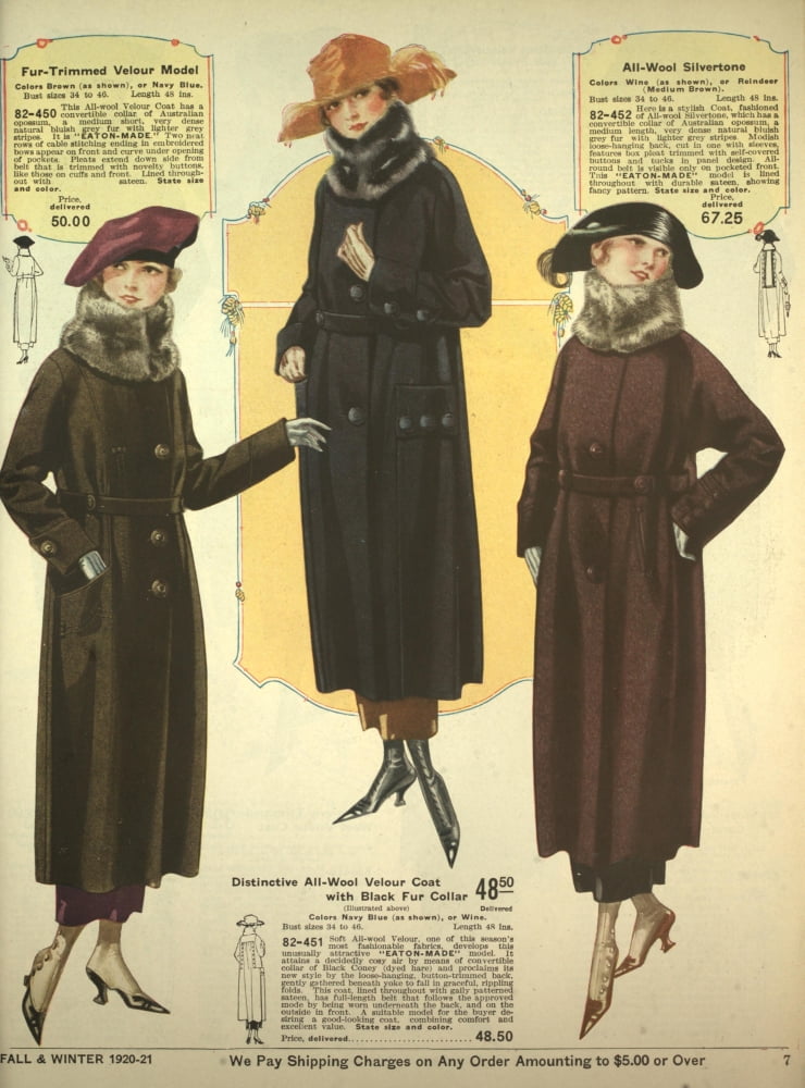 T Eaton Fall & Winter Catalogue 1920-21 Fur-trimmed Coats Canvas Art - Unknown (18 x 24)