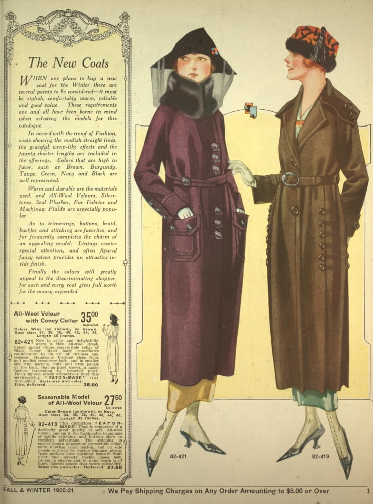 T Eaton Fall & Winter Catalogue 1920-21 The New Coats Canvas Art - Unknown (18 x 24)
