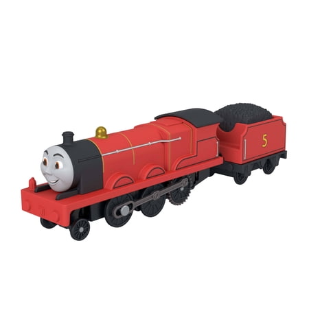 Thomas & Friends by Fisher-Price Motorized James Engine & Tender, Battery-Powered Toy Train