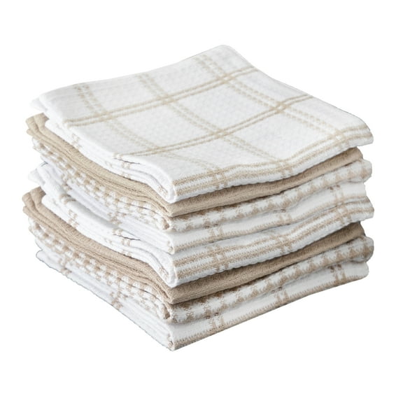 T-FAL Coordinating Flat Waffle Weave Dish Cloth Set, 94859 - Sand - 100% Pure Cotton - 8Pk - 12 in. x 13 in.
