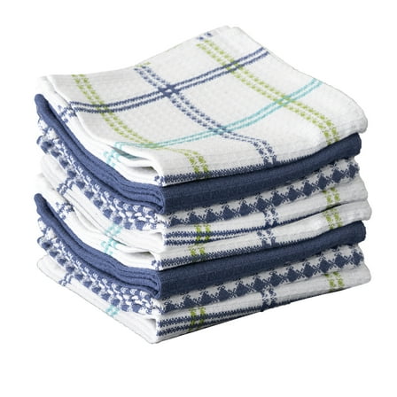T-FAL Coordinating Flat Waffle Weave Dish Cloth Set, 94897 - Cool - 100% Pure Cotton - 8Pk - 12 in. x 13 in.