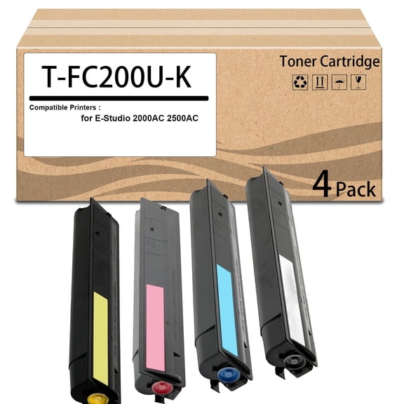 T-FC200U-K T-FC200U-C T-FC200U-M T-FC200U-Y Toner Cartridge Works for E-Studio 2000AC 2500AC Printer (4-Pack)