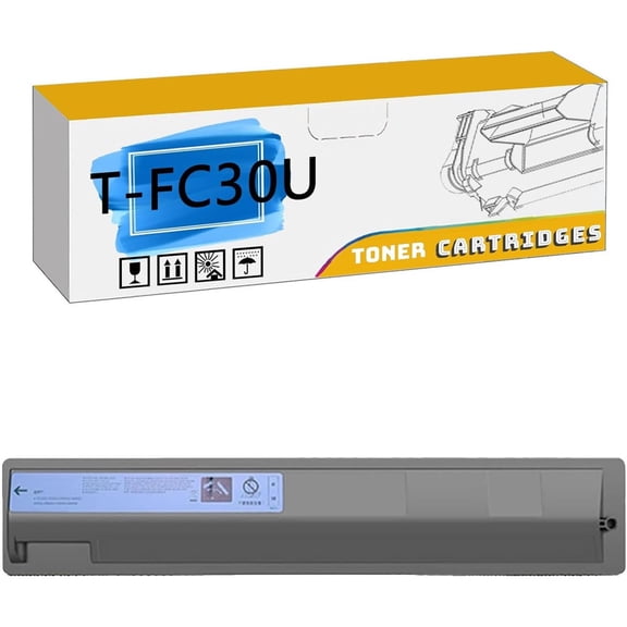 T-FC30U T-FC30U-K T-FC30U-C T-FC30U-M T-FC30U-Y Toner Cartridge, Compatible for Toshiba E-Studio 2050C 2051C 2550C 2551C Printers【High Print Volume with Chip】,Cyan*1