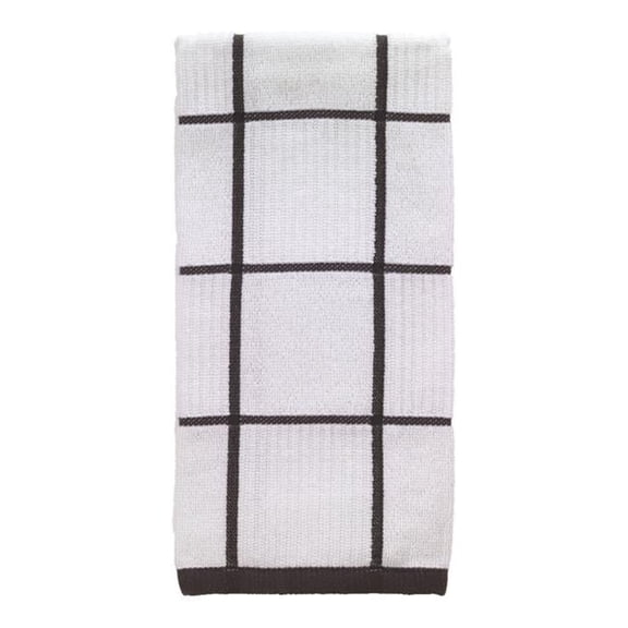 T-Fal Textiles 10153 100-Percent Cotton Checked Parquet Kitchen Dish Towel, Charcoal, Single