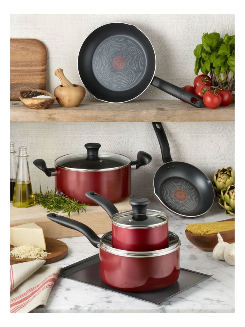 T-Fal Culinaire 16-Pc. Nonstick Aluminum Cookware Set – Red