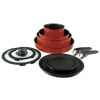 T-Fal Ingenio Platinum Non-Stick, 10 Piece pots and pans Cookware Set, Red.