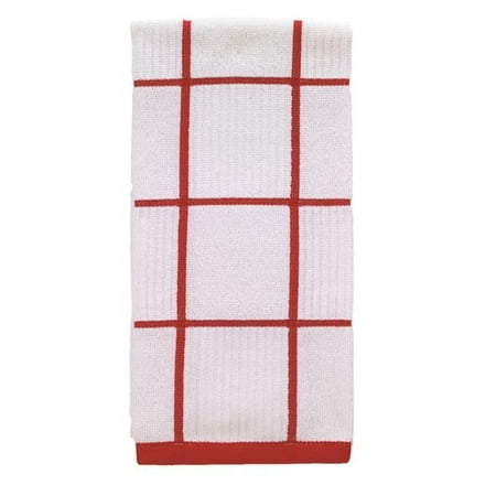 T-fal Textiles 10148 100-Percent Cotton Checked Parquet Kitchen Dish Towel, Red, Single Red Check - Single
