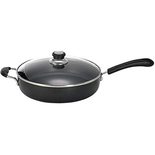 T-Fal Specialty Aluminum Pan with Lid 12 in. 5 qt. Black