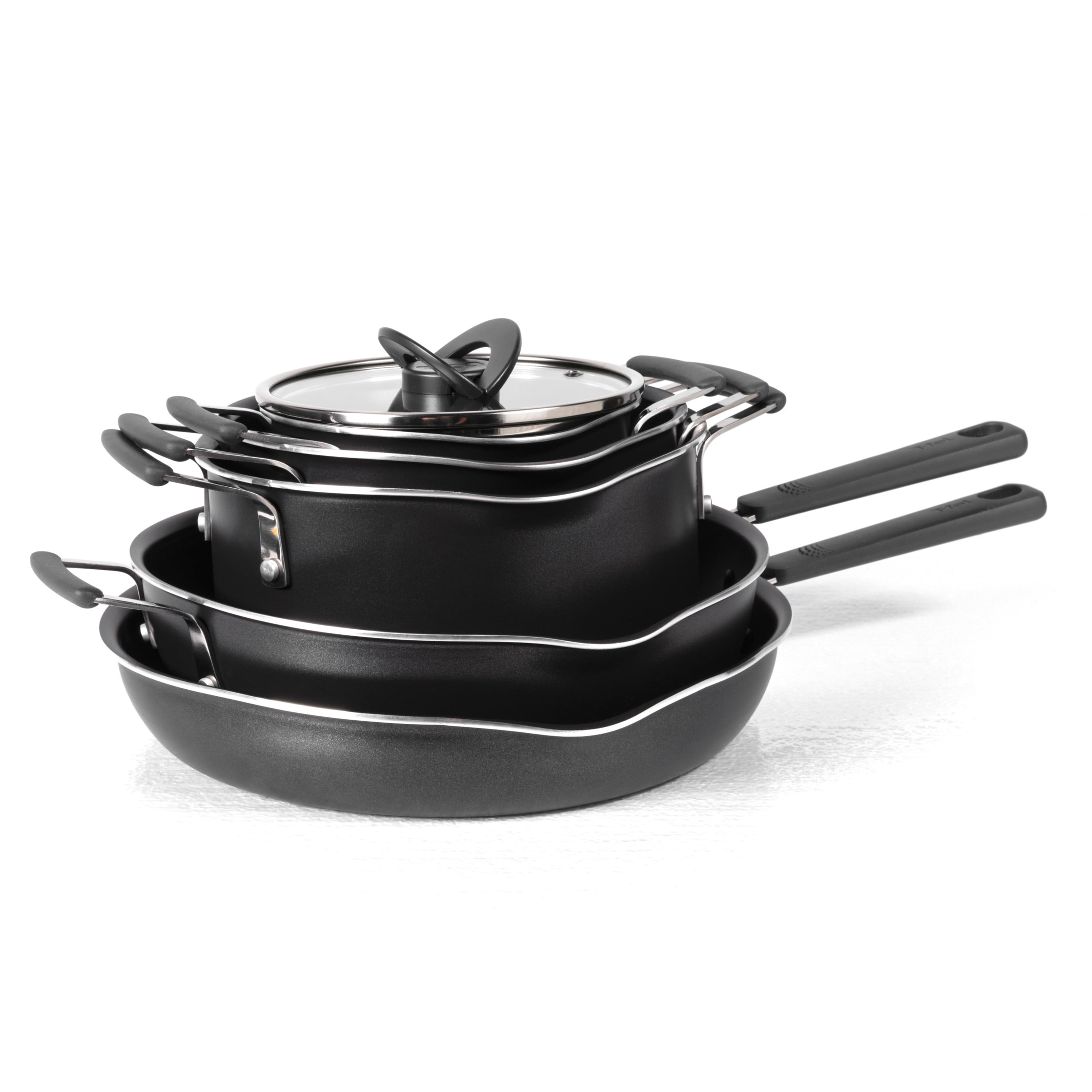 T-fal All-in-One Dishwasher Safe Cookware Set, 10-Piece, Black