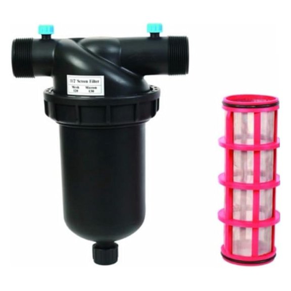 T-Filter w/Gauge Ports - Size : 2" NPT - Filter Type : Screen - Filtration : 130 Micron (120 Mesh)