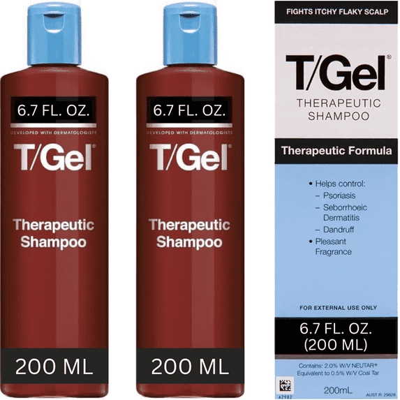 T/Gel Shampoo - Therapeutic Formula - Scalp Psoriasis Seborrheic Dermatitis Dandruff - 2 Pack