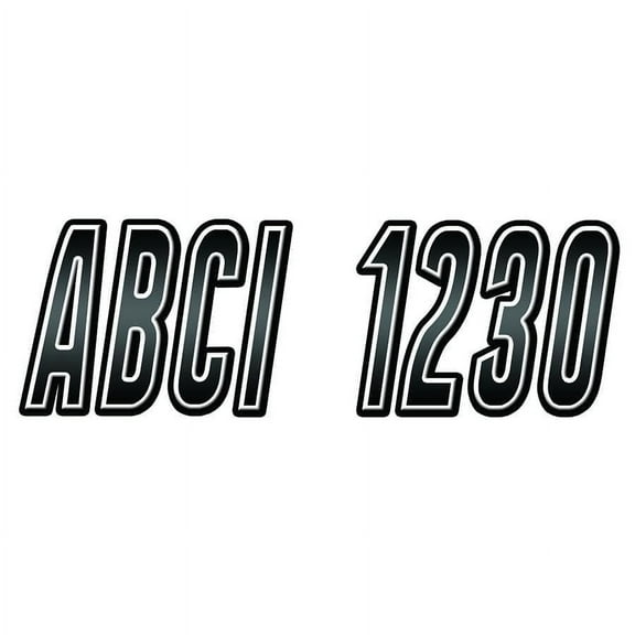 T-H Marine 3 Inch Premium Marine Vinyl UV Resistant Black Letter and Number Kit 4 Piece