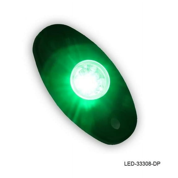 T-H Marine Supplies LED-33308-DP LED High Intensity Oval Courtesy Rock Light with Black Housing & Green LED