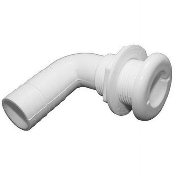 T-H Marine Supplies TH-1292-B 0.13 in. 90 deg Plastic Barbed Elbow Thru-Hull Fitting, White