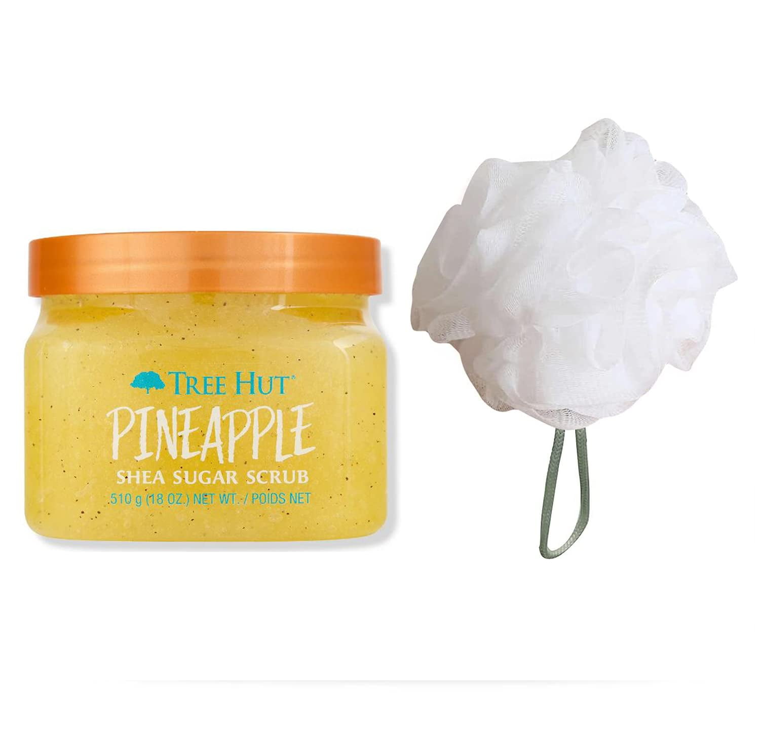 T H Tree Hut Pineapple Shea Sugar Scrub Set! Includes Body Scrub and Loofah! Formulated With