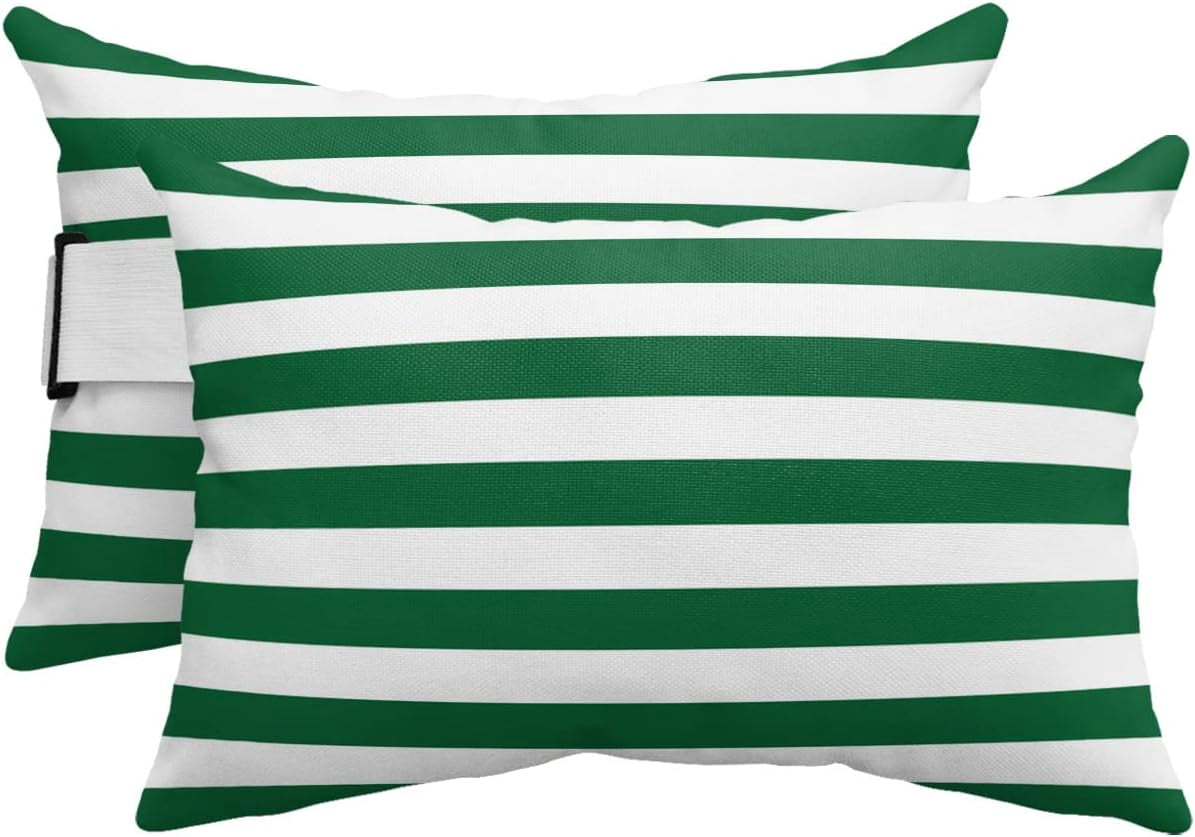 T&H XHome Cuscino da esterno per chaise longue, a righe bianche e nere, impermeabile, con cinghia elastica regolabile, per spiaggia, piscina, patio, ufficio (confezione da 2