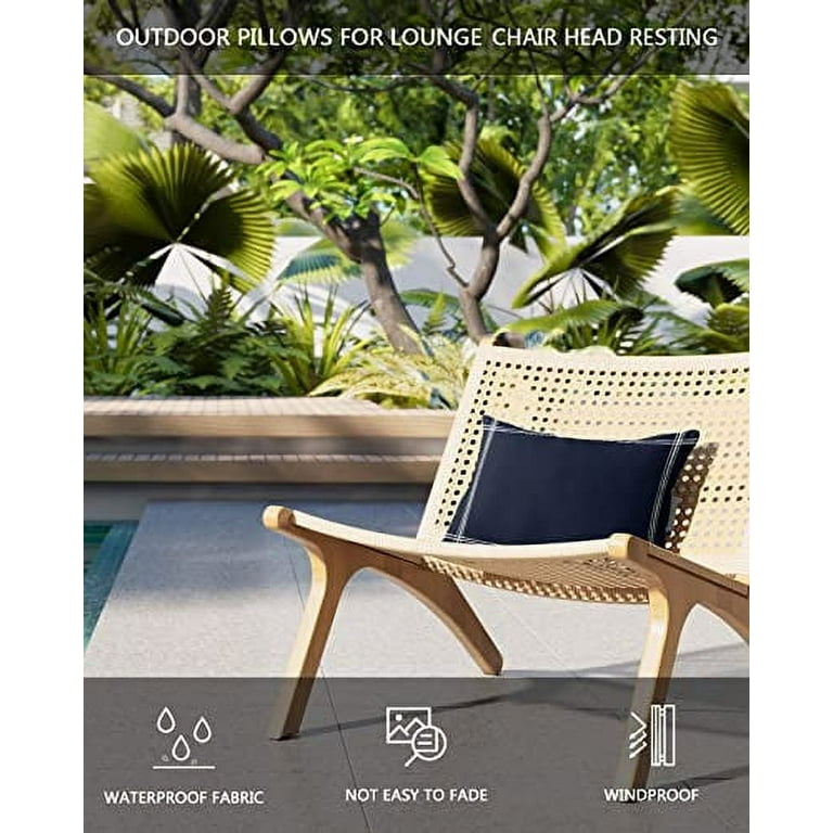 T H XHome Outdoor Pillow for Chaise Lounge Chair Solid Color Dark Blue Waterproof Headrest Pillow Lumbar Pillows with Insert Adjustable Elastic Strap for Beach Poolside Patio Office 2 Pack Walmart