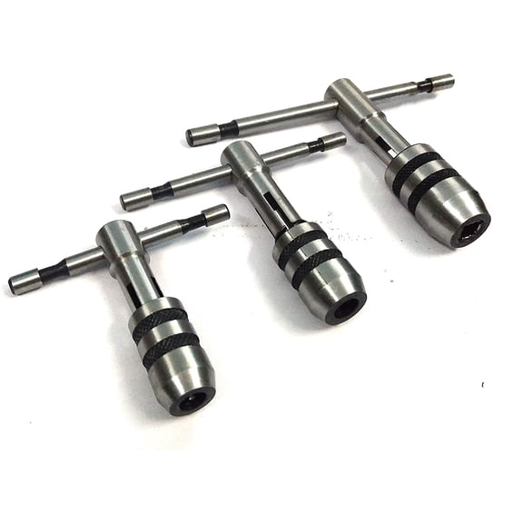 T-HANDLE TAP WRENCH SET OF 3 PCS SOLID COLLET JAWS FOR TAPPING & REAMING