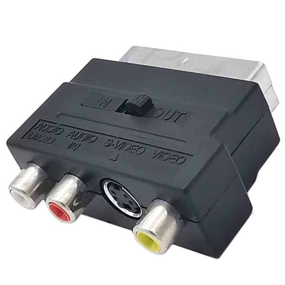 T-HOTLYST 21PIN to 3RCA Female Adapter with On/Off Button for SCART Conversion Connect Satellite TV, Video Recorder, and More