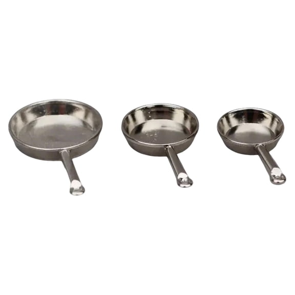 T-HOTLYST 3PCS Dollhouses Kitchen Display Pans Set Miniature Frying Pans for 1/12 Scale Dollhouses Landscape Model Pans Figurine Props