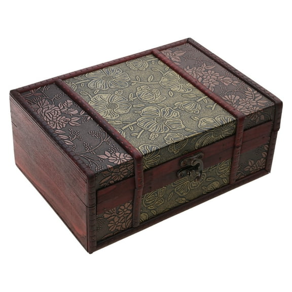 T-HOTLYST Antique Style Wooden Book Box with Lock Retro Style Wooden Storage Box for Desk Organization and Artistic Homes Decors