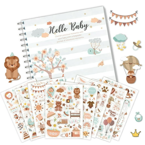 T-HOTLYST Baby Memory Book with Sticker for Baby Boy or Girl Gender Neutral Baby Journal Baby Scrapbook Photo Album for First Year