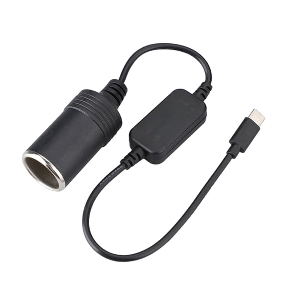 T-HOTLYST Convenient USB C To 12V Car Cigarettes Lighter Socket Converters Adapter Cable With 35cm/13.78inch Length Cable 12V1A