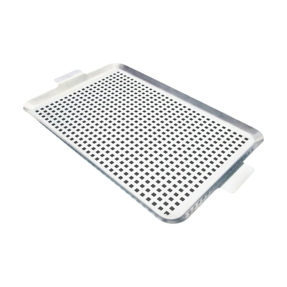 T-HOTLYST Efficient Stainless Steel Grill Pans For Outdoor BBQ With Perforated Design And Handle Ideal For Vegetables Fish Meat