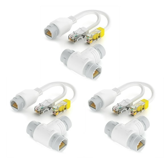 T-HOTLYST Ethernet POE Splitter for Security Cameras, 2Way Networking Cable RJ45 Connectors, Easy Installation Efficiency Booster
