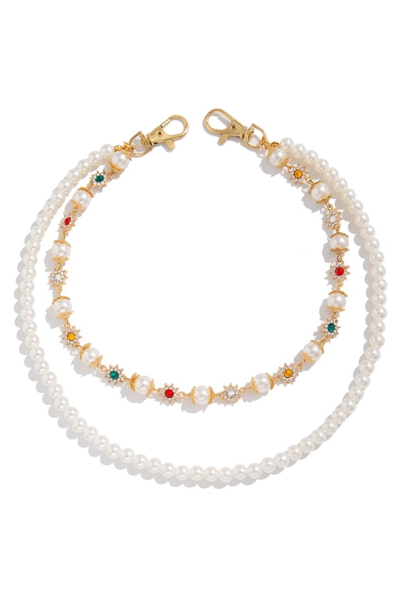 Fashionable Pearls and Floral Chain Belt Pants Chain for Women Men Elegant Design Enhances Outfit Versatility and Charm