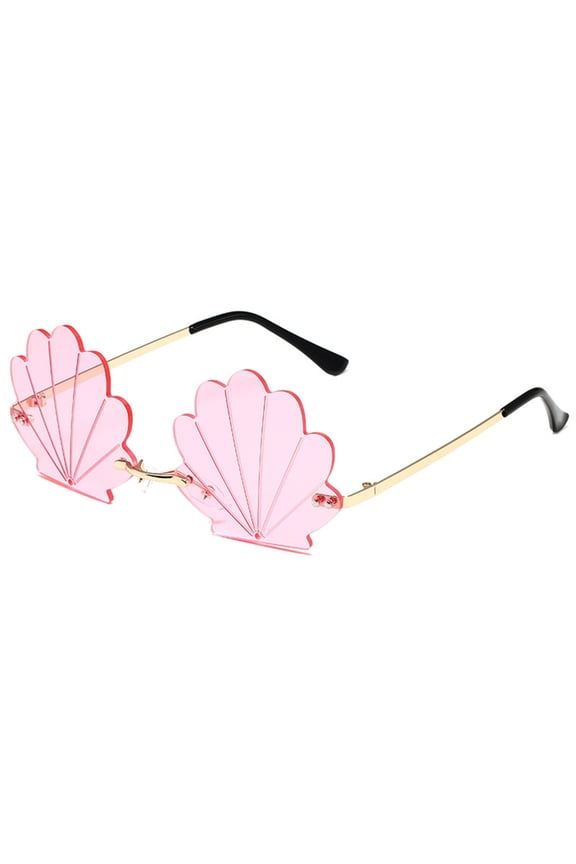 Fashionable Rimless Shell Sunglasses with Fun Designs Perfect for Party Favors and Music Festival Costume Accessories