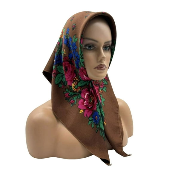 T-HOTLYST Fashionable Russian Big Flower Headscarf Breathable Headwrap for Women Comfortable Rural Styles Bandana for Everyday Use