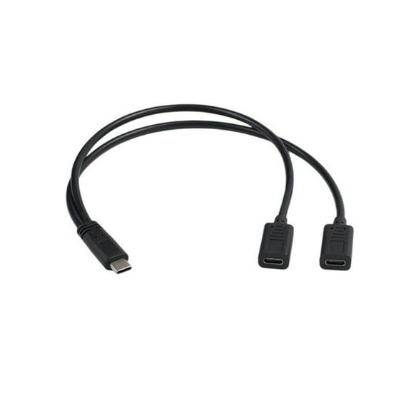 T-HOTLYST Fast Charging Cord Double Type-C Port Charging Adapter Cable OTG Cable USB C Male to Double USB C Female Splitter Cable