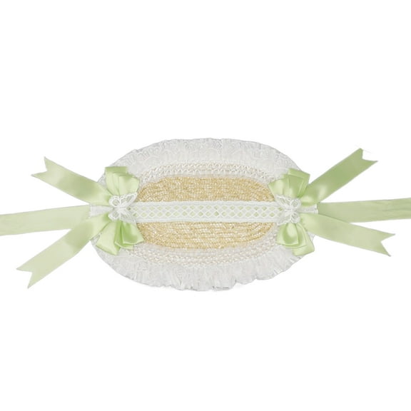 T-HOTLYST Handmade Victorian Bonnet Hat With Lace Bowknot Straw Panama Sun Hat For Fashion Enthusiast Teaparty Costume Headwear