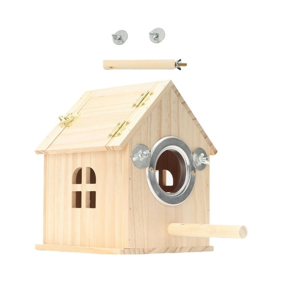 T-HOTLYST Hanging Wood Bird House Breeding Parrots Natural Bird Safe Nestings Box Suitable for Indoor or Outdoor Use