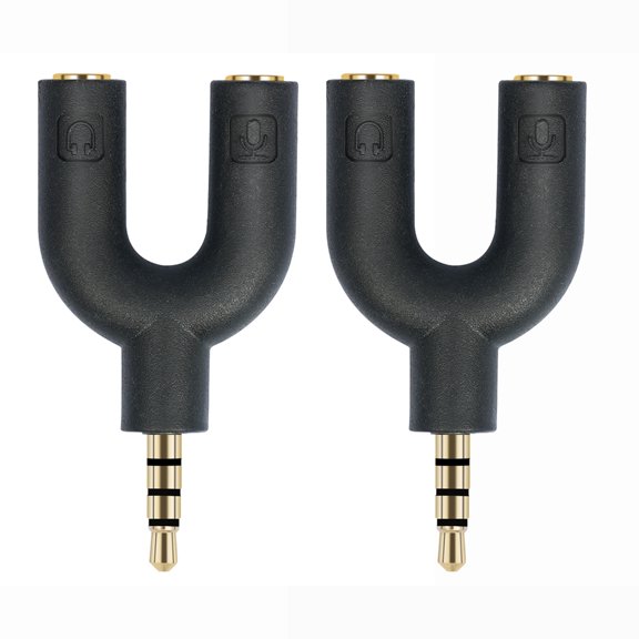 T-HOTLYST Headphone Microphone Splitter, 3.5mm TRRS Auditory Splitter Cable for Microphone Headphone Splitter Adapter 2PCS