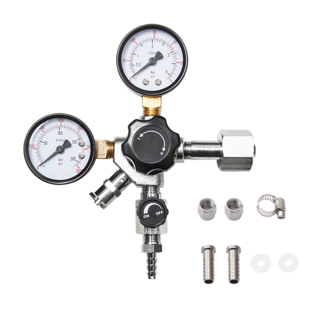 T-HOTLYST High Pressure CO2 Regulator with Gauges Sodas Water Carbonated Beer Brewing Supplies with Safety Pressure Relief Valves