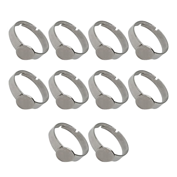 T-HOTLYST Pack of 10 Adjustable Rings Blanks Base In Stainless Steel Individualized Rings Blanks for Unique DIY Jewelry Making