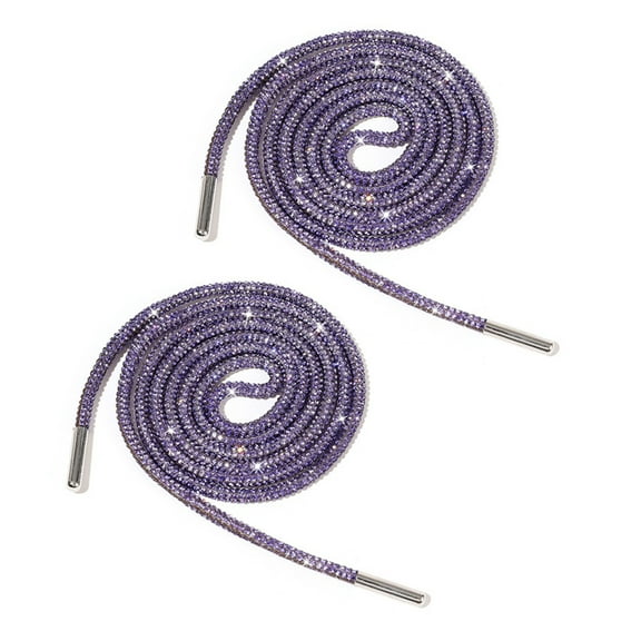 T-HOTLYST Pack of 2 Rhinestones Shoelaces 140cm Glitter Round Laces Shining Crystal Shoe Lace Strings Drawstring Cords Replacement