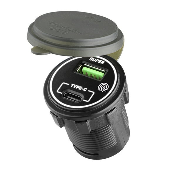 T-HOTLYST Quick Charging 66W Vehicles Power Adapter USB C & USB Car Charger with Touch Control and LED Light for 12V~24V Vehicles