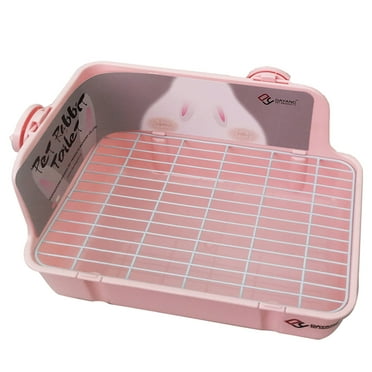 T-HOTLYST Rabbit Litter Box Corner Litter Pan Cage Potty Trainer for Small Animal Guinea Pig Ferret Rectangular Plastic Material