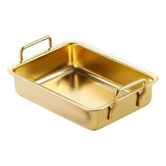 T-HOTLYST Rectangle Oven Tray for Casserole Bread Pizza Stainless Steel Deep Roasting Pan with Portable Handle Kitchen Accessories