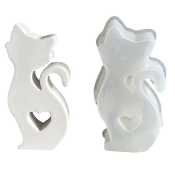 T-HOTLYST Silicone Mold for Crafting Hollowed Heart Cats Shape Sculpture Casting Resins Mold for Soap Aromas Beads Candle Crafting