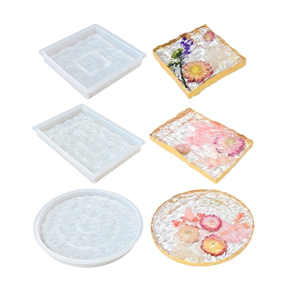 T-HOTLYST Table Display Tray Silicone Mold Easy Release Tabletop Water Ripple Coaster Epoxy Resin Mould Handmade Craft Supplies